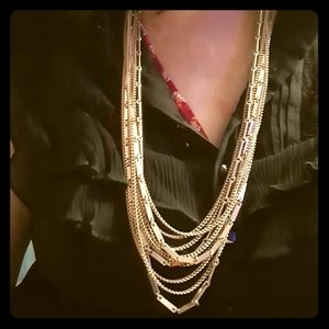 Multi-layered gold chain antique necklace